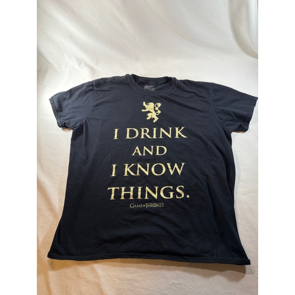 Game of Thrones Mens XL Black I Drink and I Know Things Tyrion Lannister T-Shirt